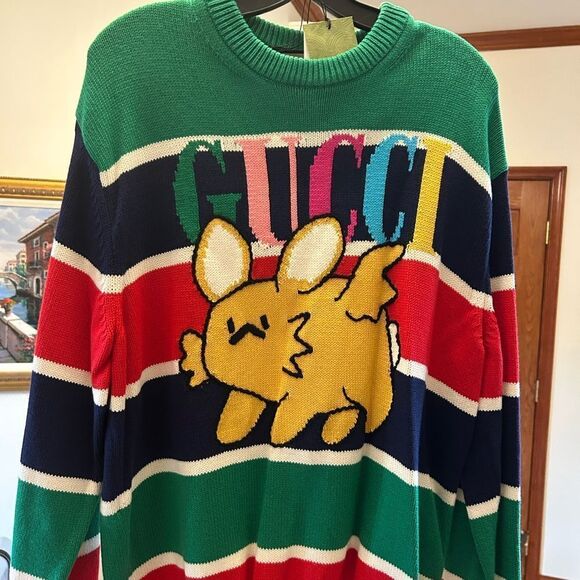 Men’s Gucci cotton/wool Cable knit sweater size large made in Italy NWT - Picture 2 of 10